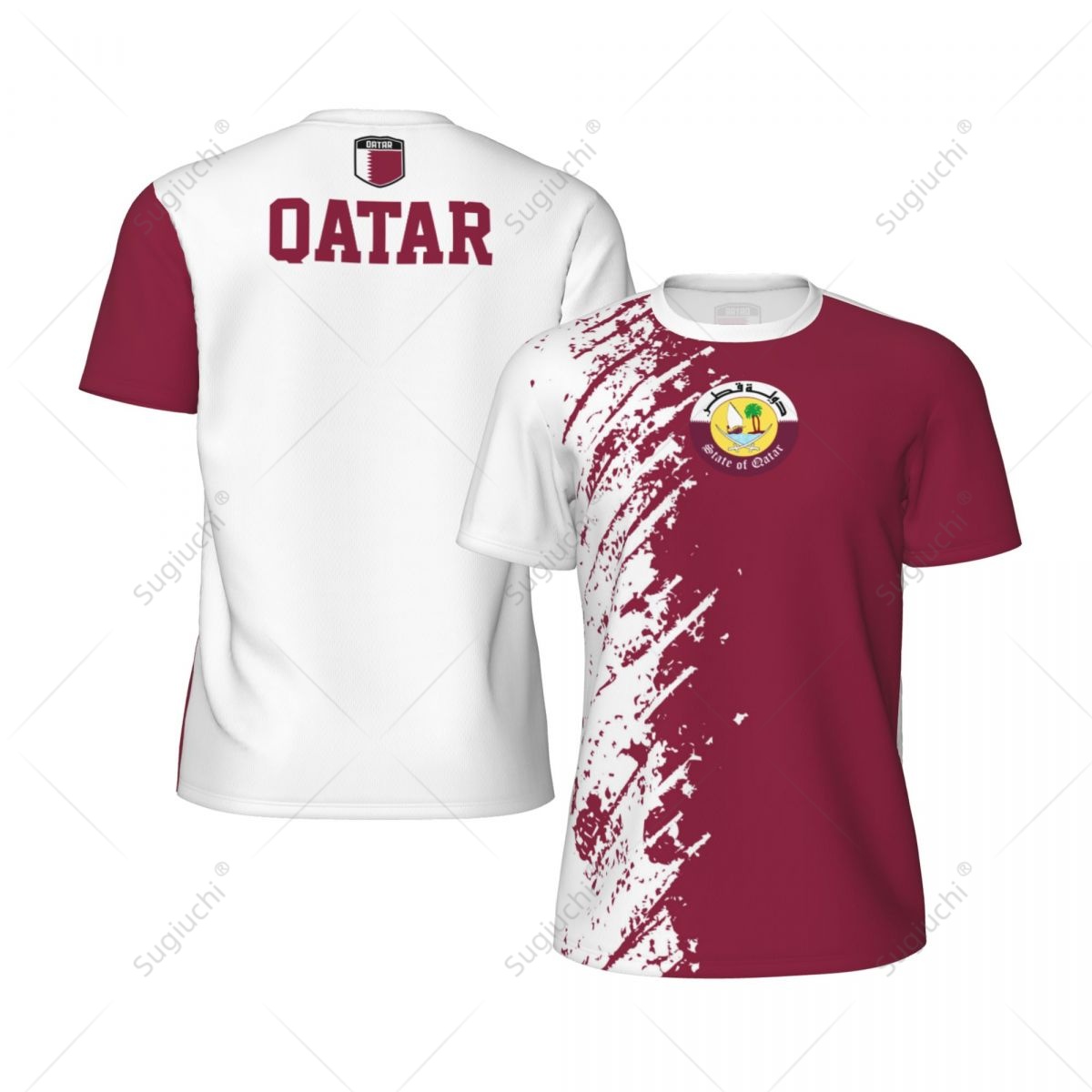 3D Printing Qatar - เสื้อยืดออกกำลังกายผู้ชายลายธงชาติกาตาร์ ดีไซน์พิเศษ พิมพ์ลาย 3 มิติ เหมาะสำหรับวิ่ง