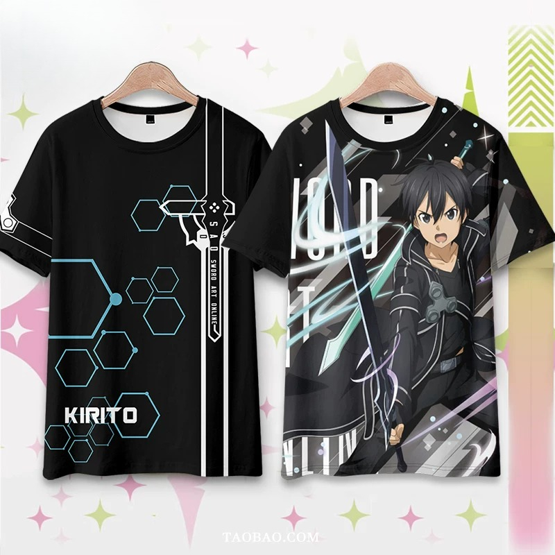 3D Printing Online Service - เสื้อยืดโอเวอร์ไซส์ลายพิมพ์ 3 มิติ อนิเมะ SAO Sword