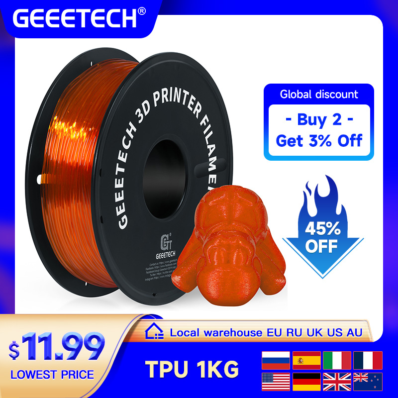3D Printing Nylon - GEEETECH TPU 3D เครื่องพิมพ์ยืดหยุ่นวัสดุ Filament 1