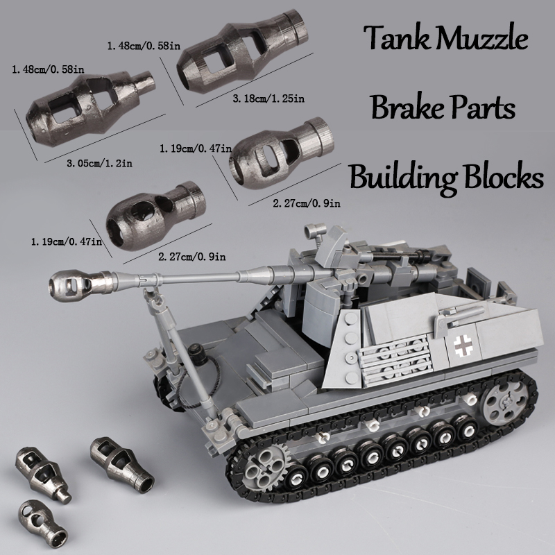 3D Printing Lego Bricks - WW2 Moc ปืนใหญ่รถถังทหารอะไหล่เบรกปากกระบอกปืนพิมพ์ลาย3D หุ่นบล็อกตัวต่อรถหุ้มเกราะกองทัพปืนอาวุธอิฐของเล่นเด็ก