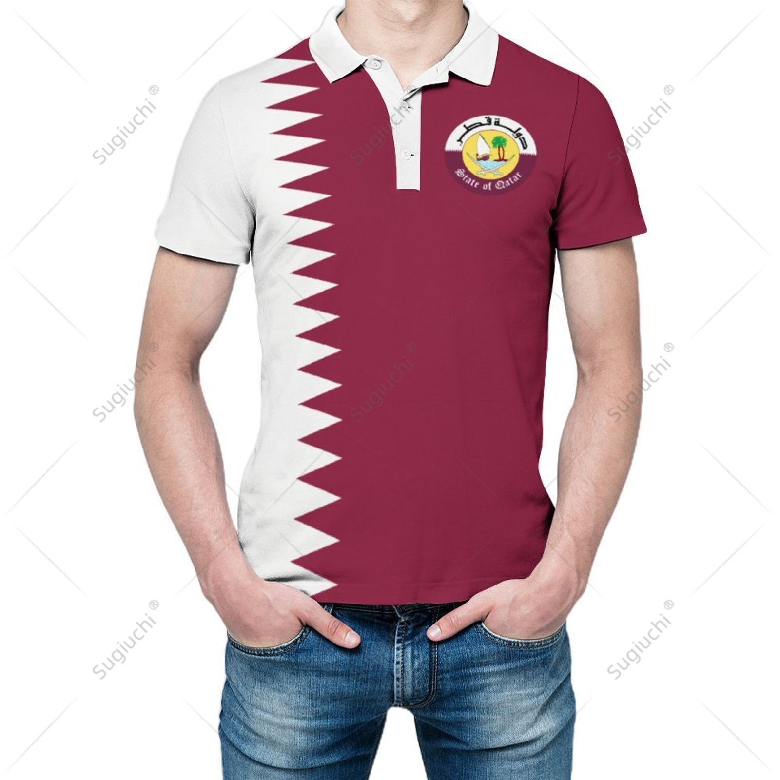 เสื้อโปโลยูนิเซ็กซ์ ลายธงชาติก - 3D Printing Qatar บทวิจารณ์และราคา